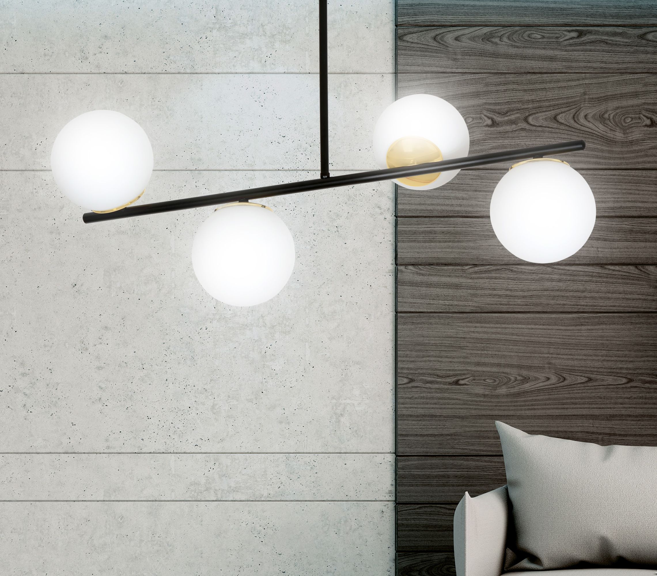 Emibig Floki lampa podsufitowa 4x10 W czarna-złota 1022/4