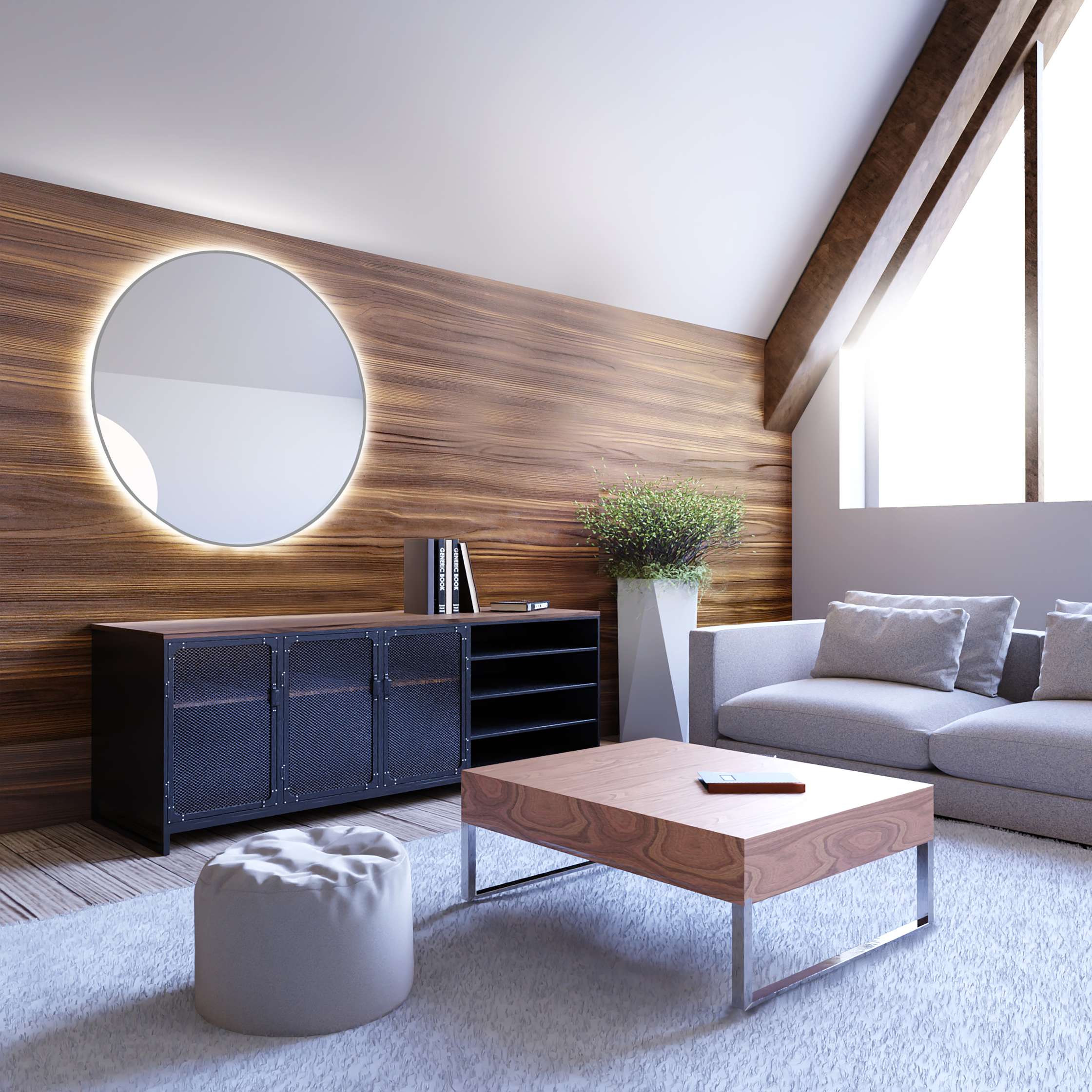 Smartwoods Bright lustro 100 cm okrągłe z oświetleniem LED srebrne barwa neutralna - Wysyłka w 24h