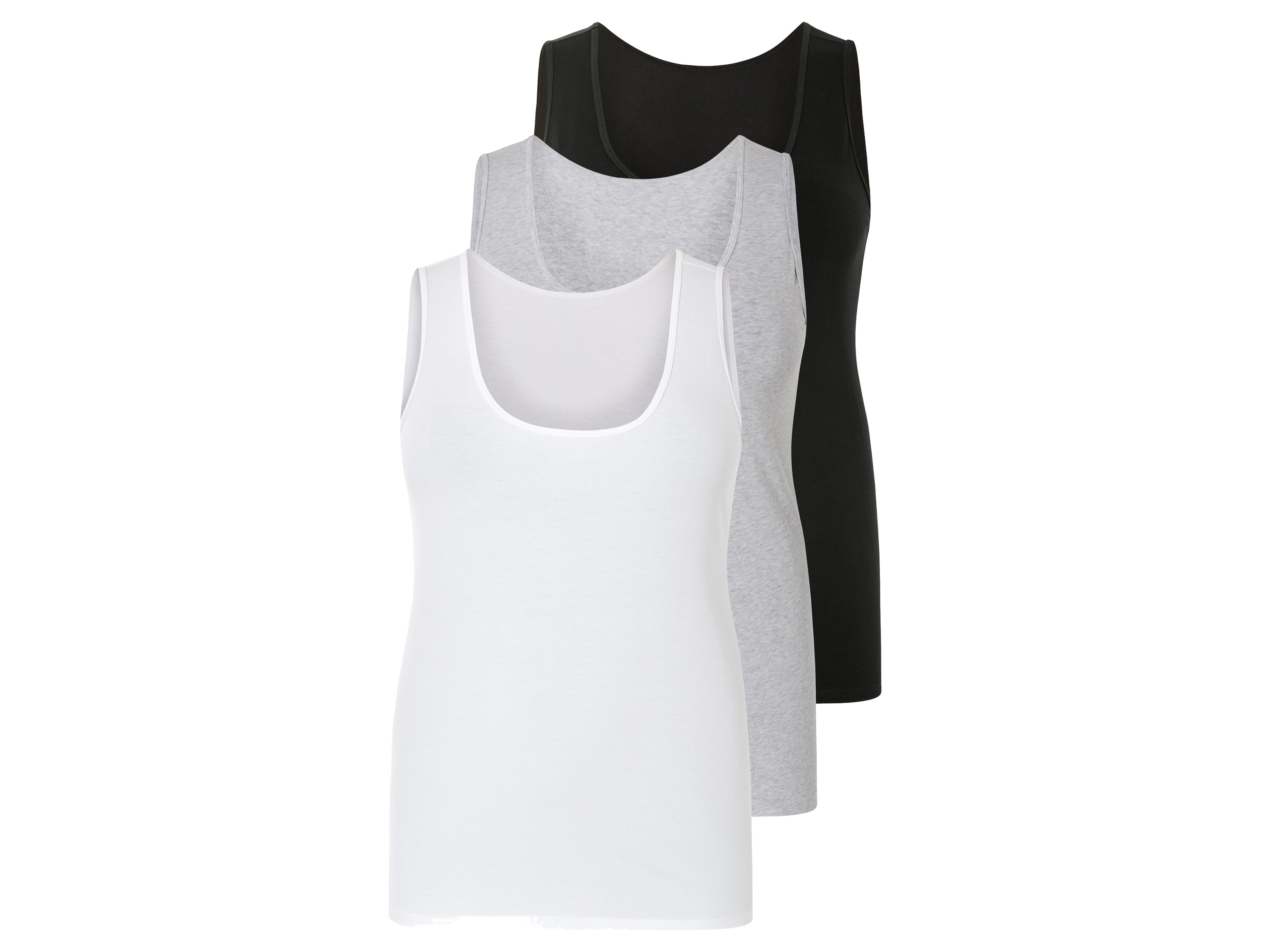 esmara Koszulki damskie z bawełny, 3 sztuki 3XL 56/58, Czarny/ szary/ biały