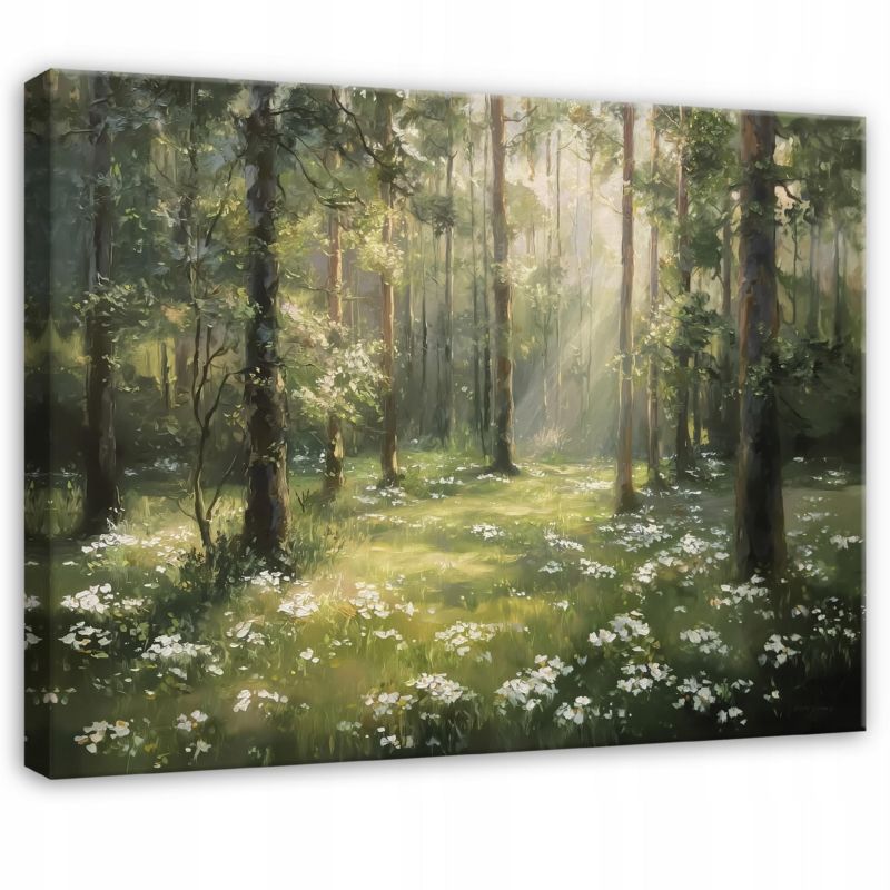 Obraz Las Drzewa Natura Zielony WALLARENA 60x40 cm Obraz Ścienny Do Sypialni Salonu Na Płótnie Canvas 1 szt.