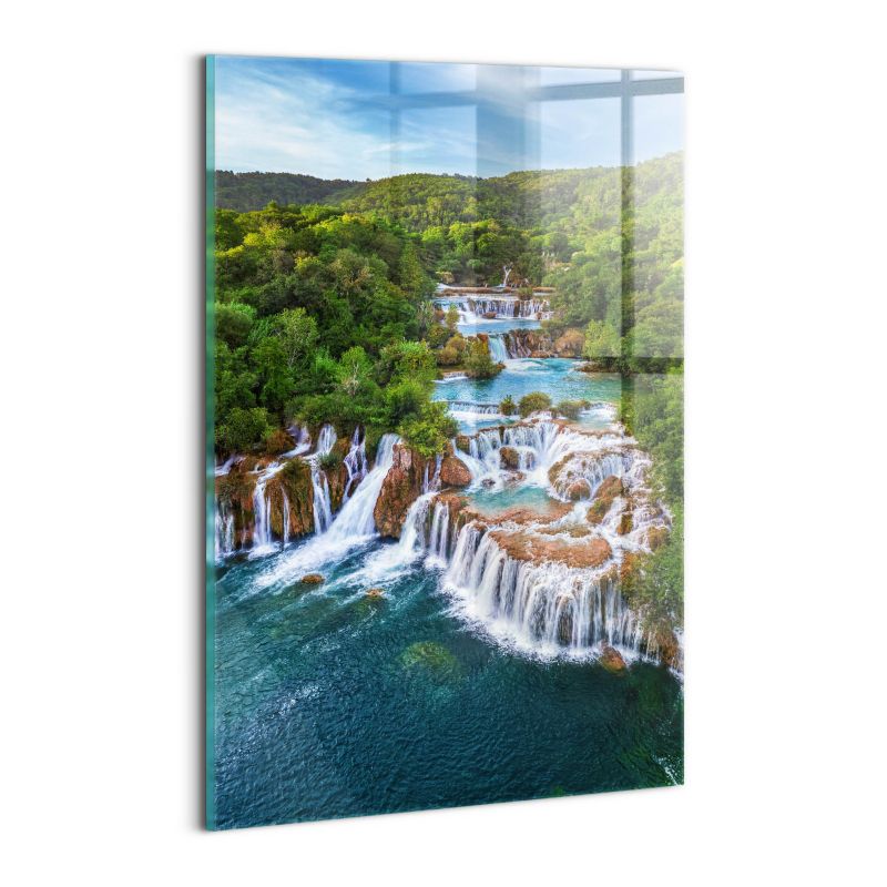 Foto Obraz Ścienny Szklany Wallfluent 30x20 cm Wodospady i rzeka Krka Chorwacja 1 szt.