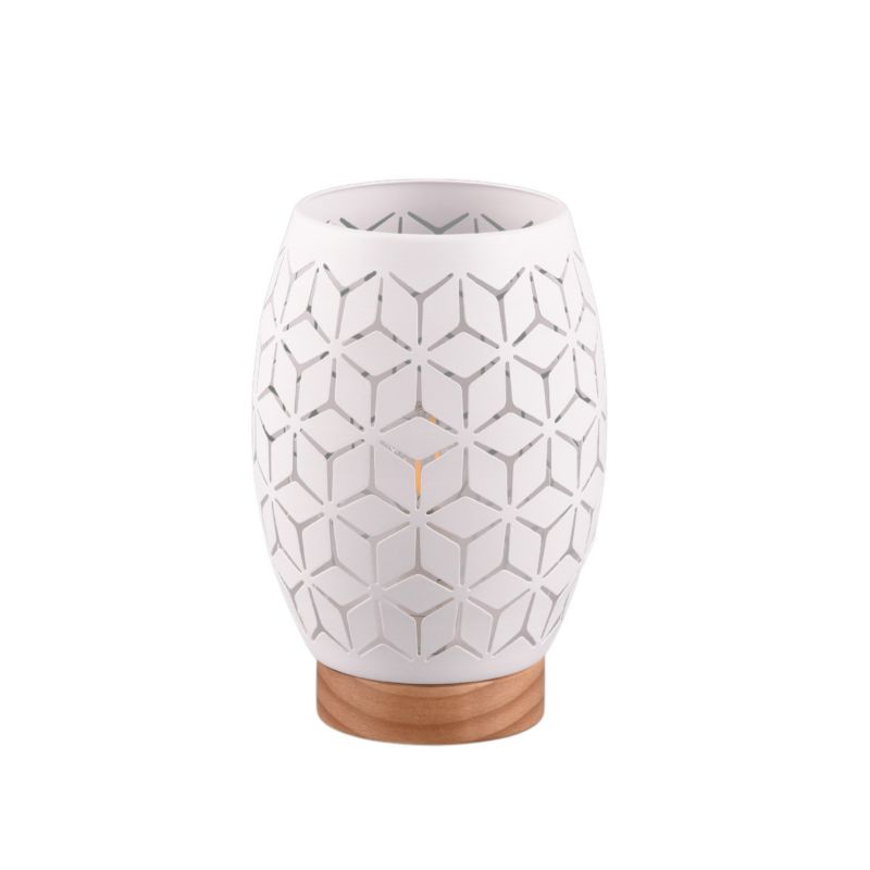 Lampa stołowa RL Bidar biała jasne drewno drewniana 1 x E27 x 28W IP20 wym: 21 x 15 x 15 cm metal - 1 szt.