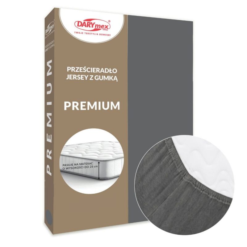 Prześcieradło jersey z gumką Darymex 160x200 kolor szary PREMIUM 1 szt.