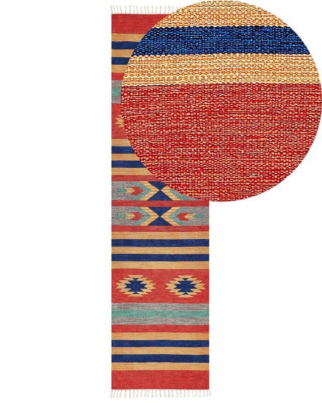 Dywan Hatis Kolorowy 80 x 300 cm Bawełna Kilim 1 szt.