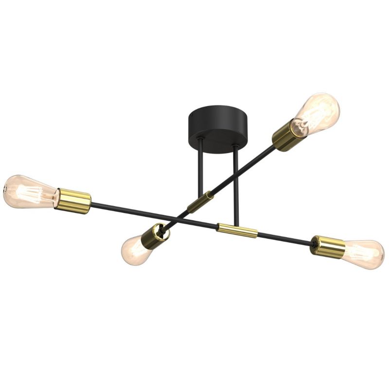 Lampa sufitowa wisząca Luminex Flame czarny mat-złoty połysk wym: 27 x 65 x 65 cm 4xE27 x 15W 1 szt.