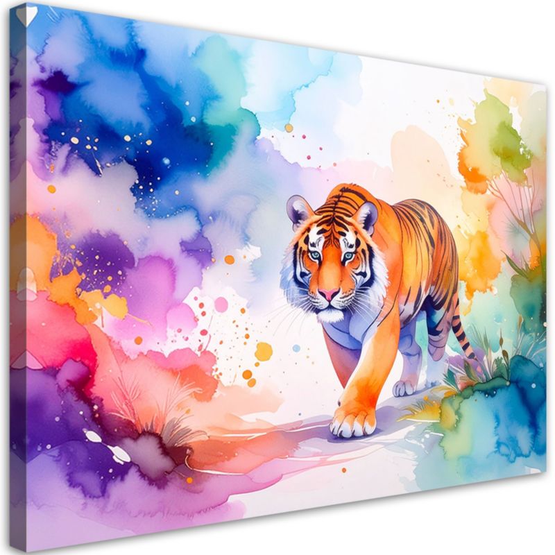 Obraz do pokoju dziecka Feeby Kolorowy Tygrys Safari Akwarela 120x80cm 1szt
