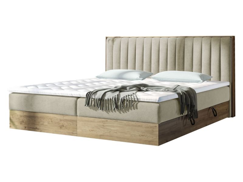 Łóżko kontynentalne MIRJAN 24 Harmony 160x200 zimny beżowy/gold craft oak 1 szt.