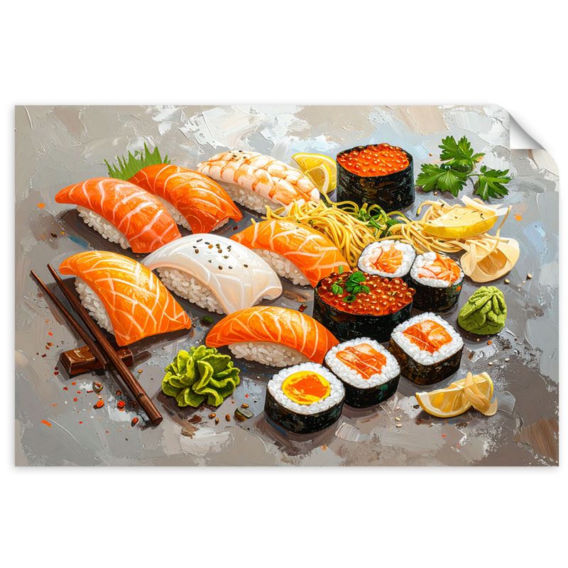 Naklejka na ścianę do salonu sypialni Feeby Sushi Jedzenie 45x30cm 1szt