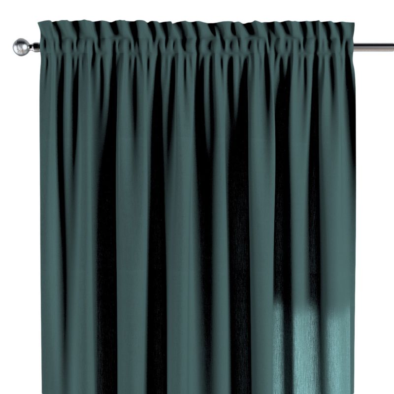 Zasłona na kanale z grzywką 1 szt. 130 x 245 cm Dekoria zgaszona szmaragdowa zieleń 1 szt.