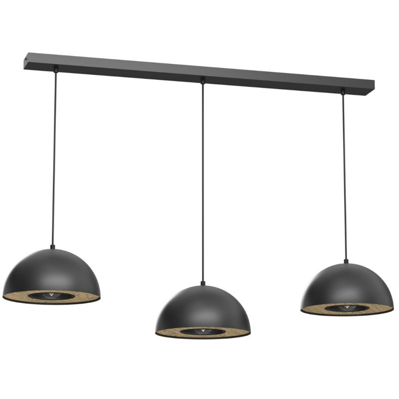 Lampa wisząca Luminex Elgund czarny matowa-ciemne drewno wym: 110 x 132 x 28 cm 3xE27 x 15W 1 szt.