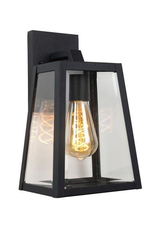 Kinkiet ścienny zewnętrzny Lucide Matslot czarno-transparentny 1 x E27 x 60W IP23 wym: 30,5 x 18 x 16,5 cm - 1 szt.
