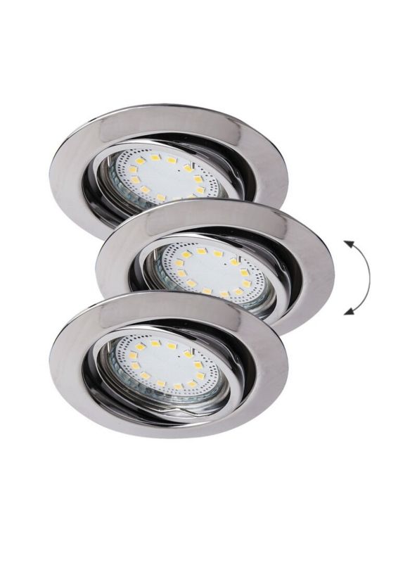 Oprawa sufitowa wpuszczana Rabalux Lite łazienkowa chromowana ruchoma 3 x GU10 x 10W IP40 wym: 8,6 x 8,6 cm okrągła - 3 szt.