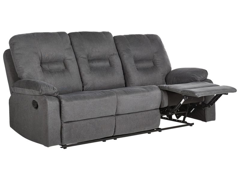 Sofa z manualną funkcją relaksu 3-osobowa szara Bergen ii 1 szt.