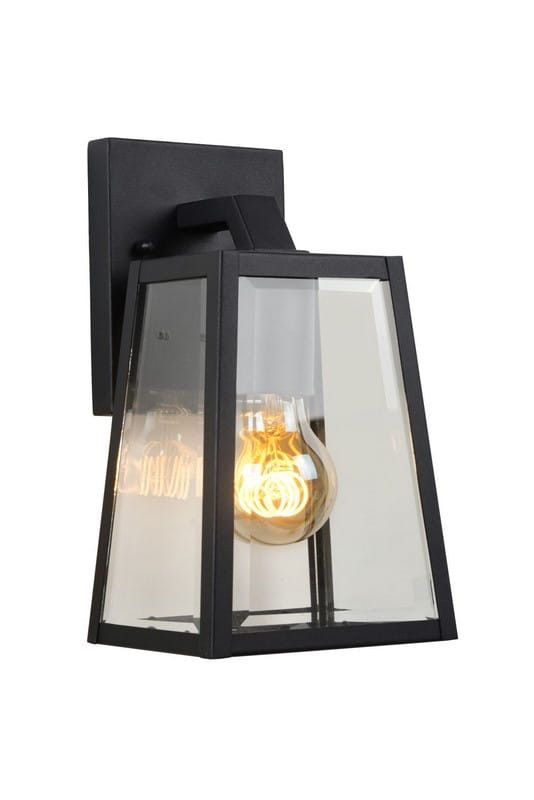 Kinkiet ścienny zewnętrzny Lucide Matslot czarno-transparentny 1 x E27 x 60W IP23 wym: 24,6 x 14,2 x 13 cm - 1 szt.