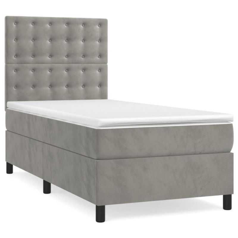 Łóżko kontynentalne WaszeMeble 90x190 cm jasnoszare WM-3143235 1 szt.