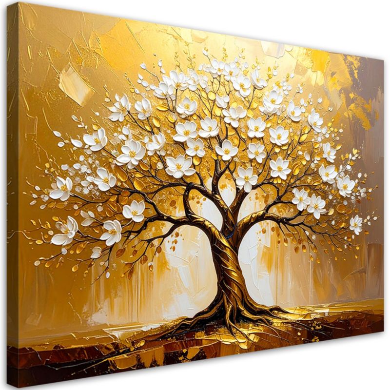 Obraz do salonu sypialni Feeby Drzewo Życia w złocie Abstrakcja 100x70cm 1szt