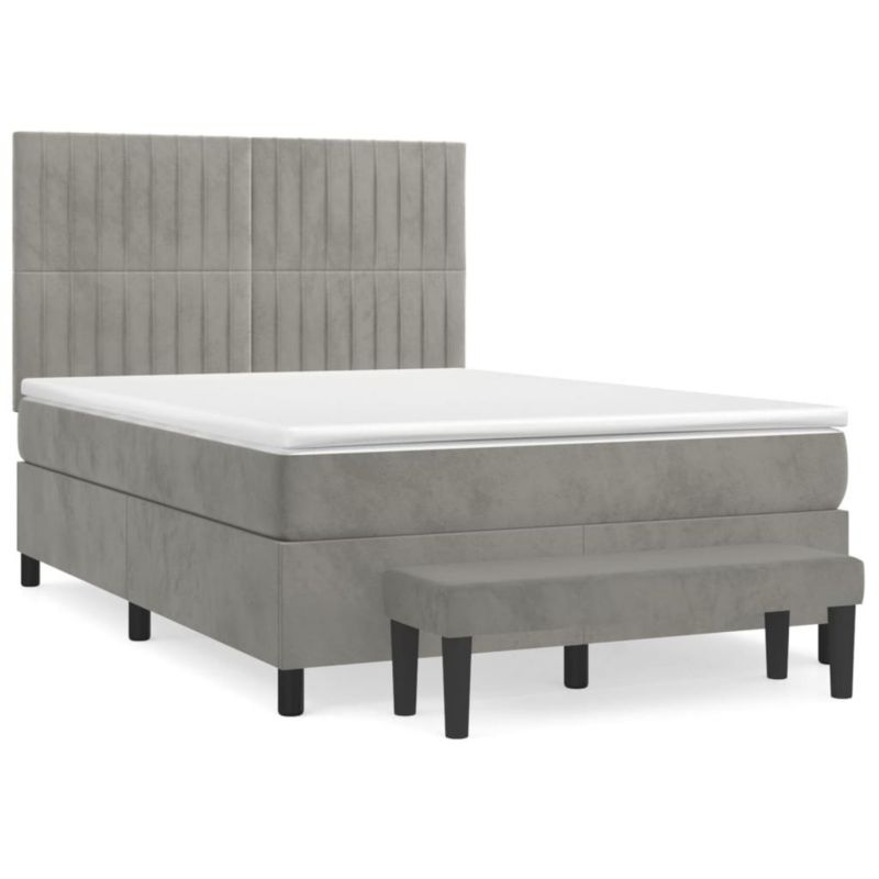 Łóżko kontynentalne WaszeMeble 140x190 cm jasnoszare WM-3137965 1 szt.