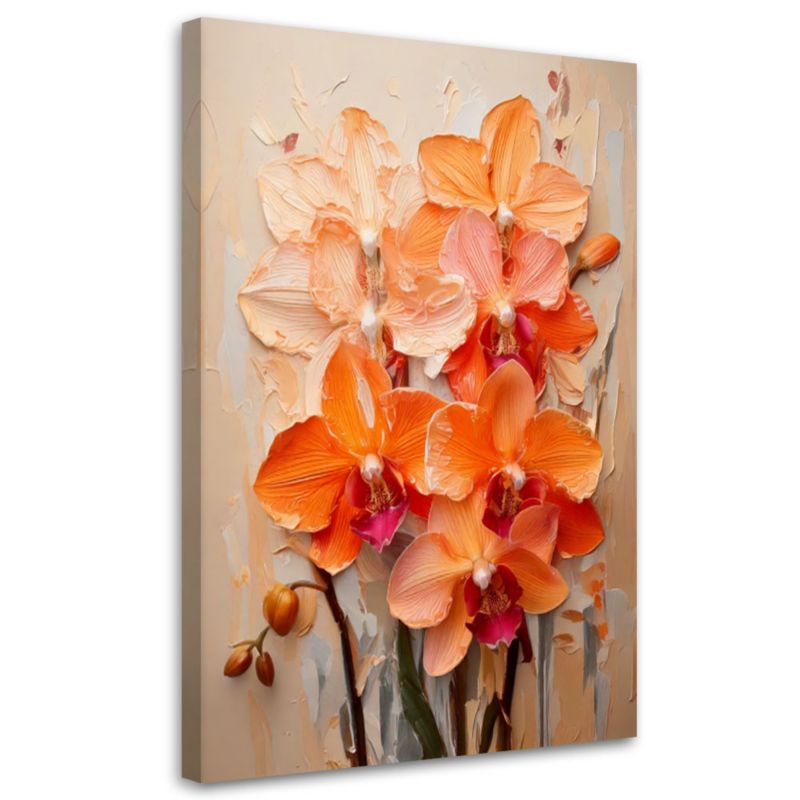 Obraz do salonu Feeby Storczyki Pomarańczowe Impasto 40x60cm 1szt