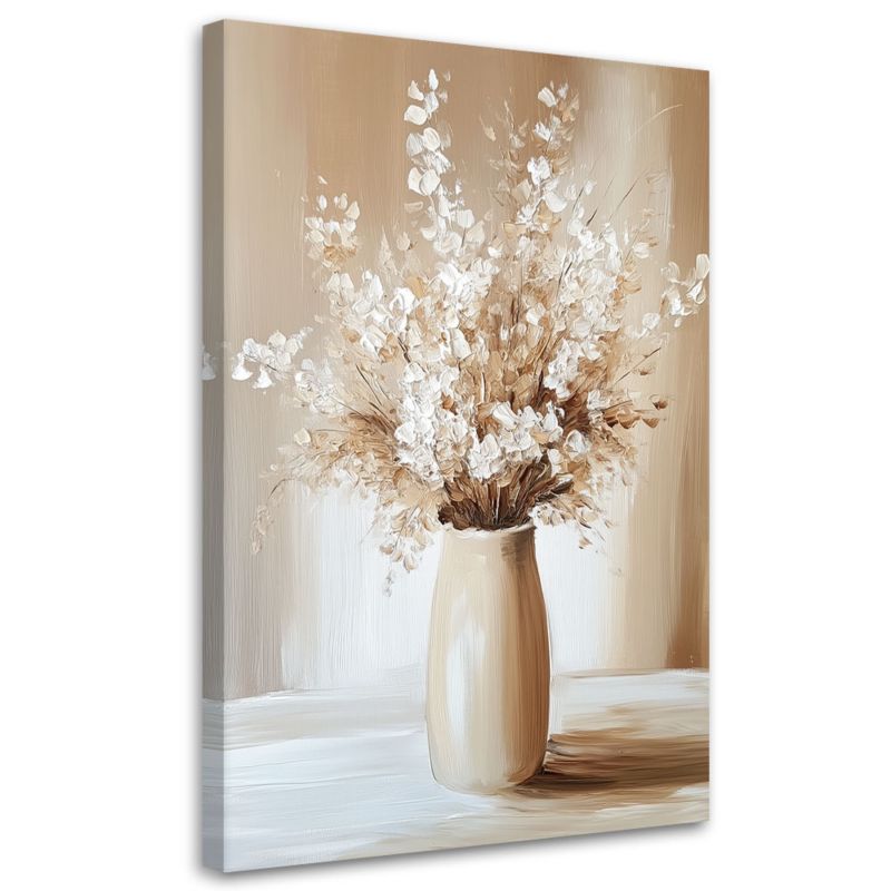 Obraz na płótnie Feeby Beżowy Bukiet Kwiatów w Wazonie 60x90cm 1szt