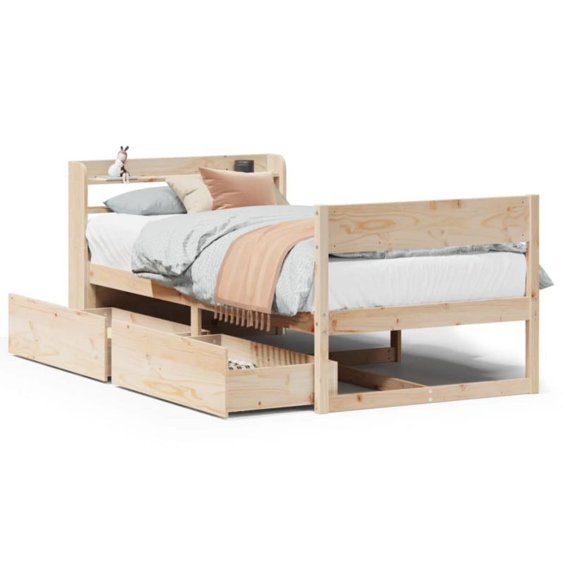 Łóżko drewniane WaszeMeble 75x190 cm brązowe WM-3307146 1 szt.