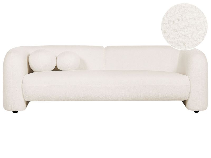 Sofa Leiren Boucle Biały dla 3 osób 1 szt.