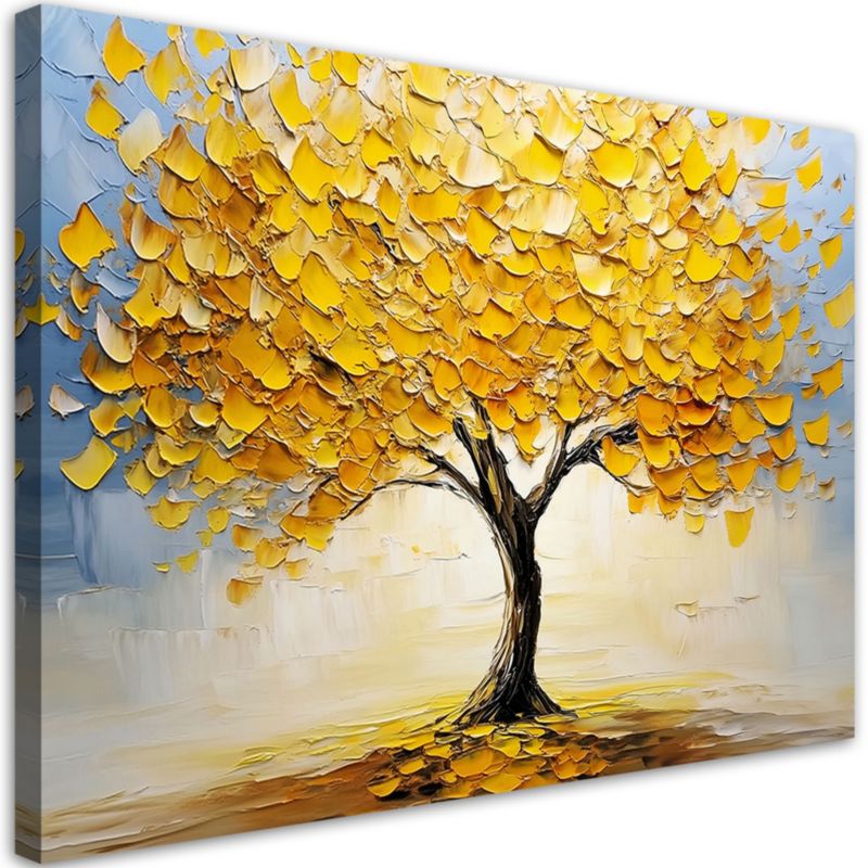 Obraz na płótnie Feeby Złote Drzewo Abstrakcja Malowana 100x70cm 1szt