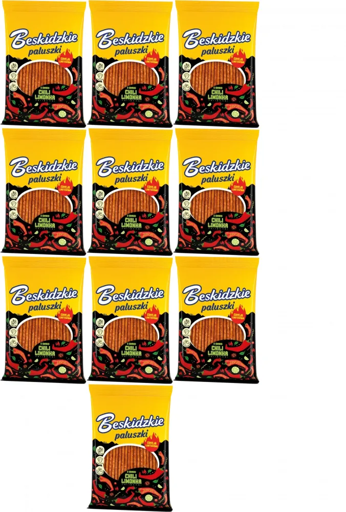 10x Paluszki Beskidzkie Aksam, o smaku chili i limonki, 60g