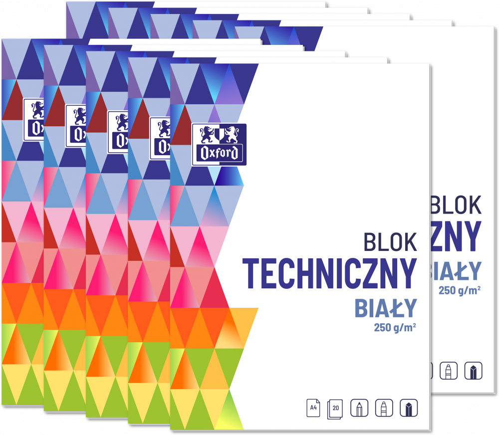 10x Blok techniczny Oxford, A4, 10 kartek, biały