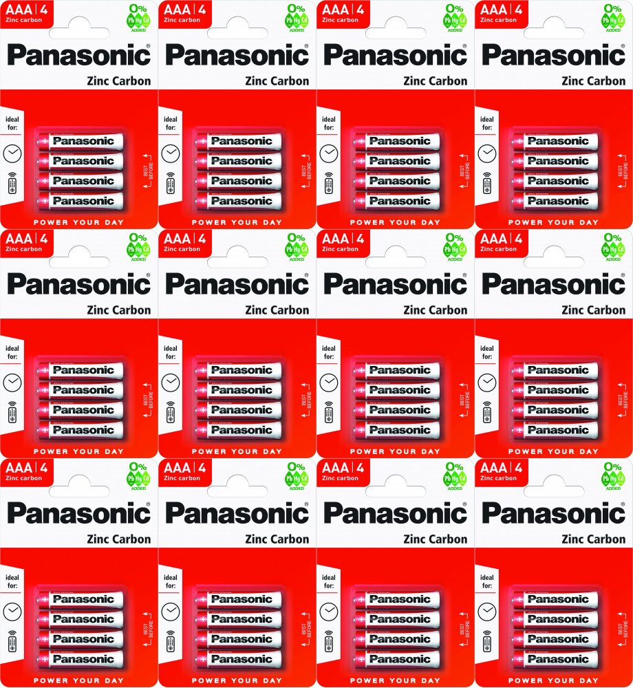 12x Bateria cynkowo-węglowa Panasonic, 1.5V, AAA/R3, 4 sztuki