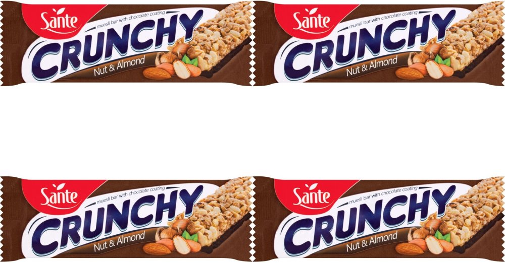 4x Baton Crunchy Sante, orzechowo-migdałowy w czekoladzie, 40g