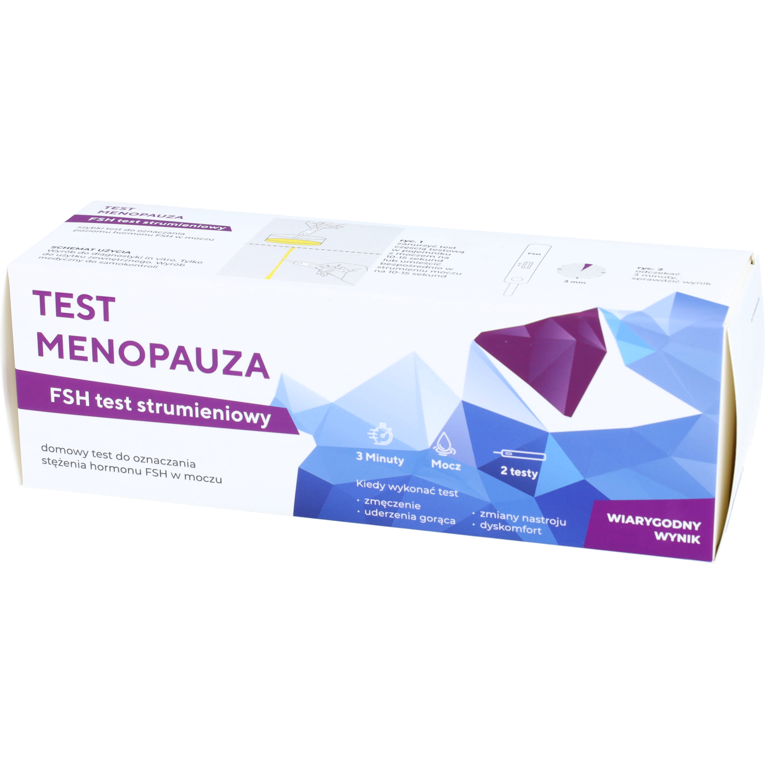Diather - domowy strumieniowy test menopauza, test do oznaczenia stężenia hormonu fsh w moczu, 2 sztuki