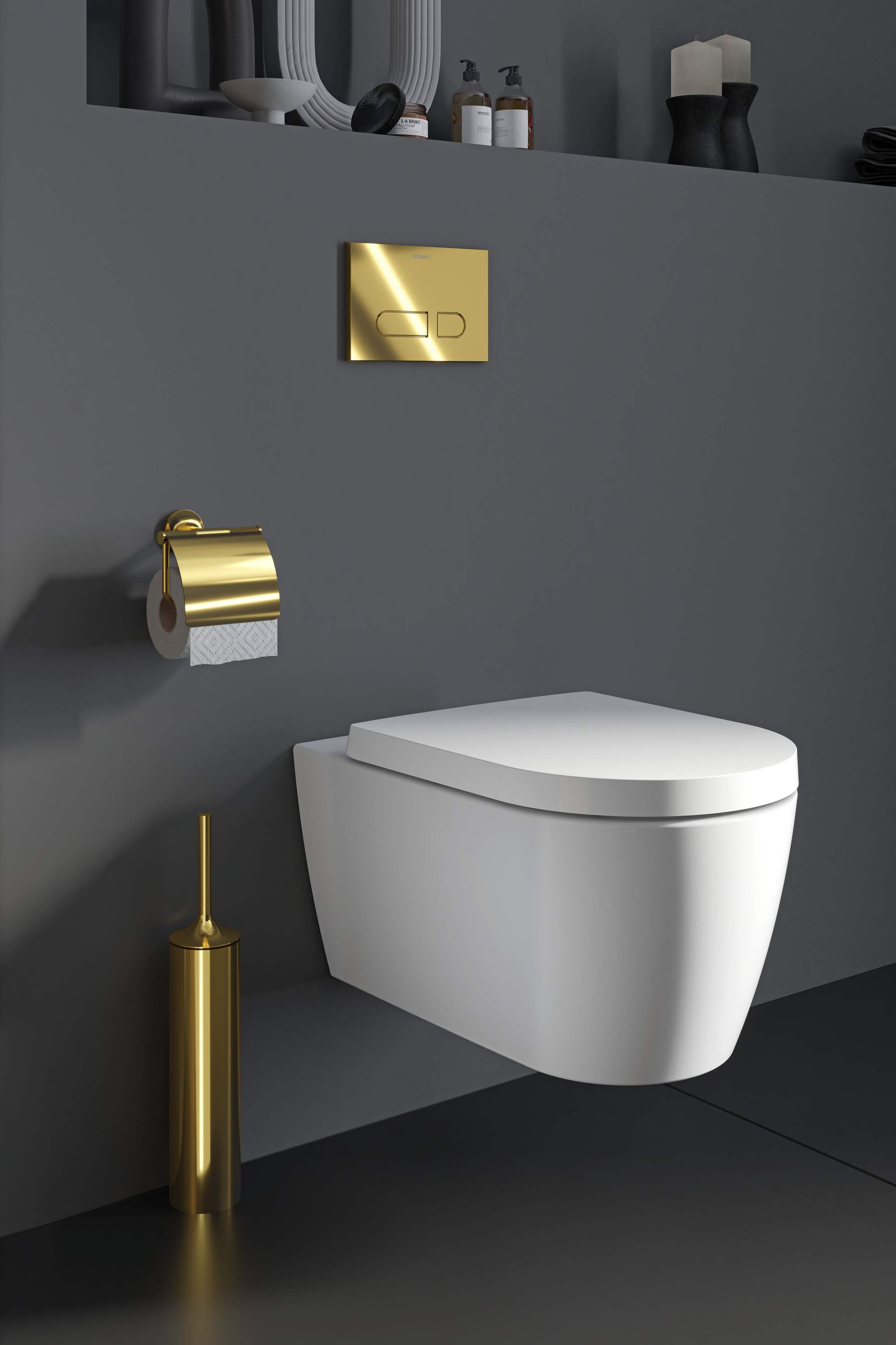 Duravit Starck T szczotka toaletowa z rączką stojąca złota 0099453400