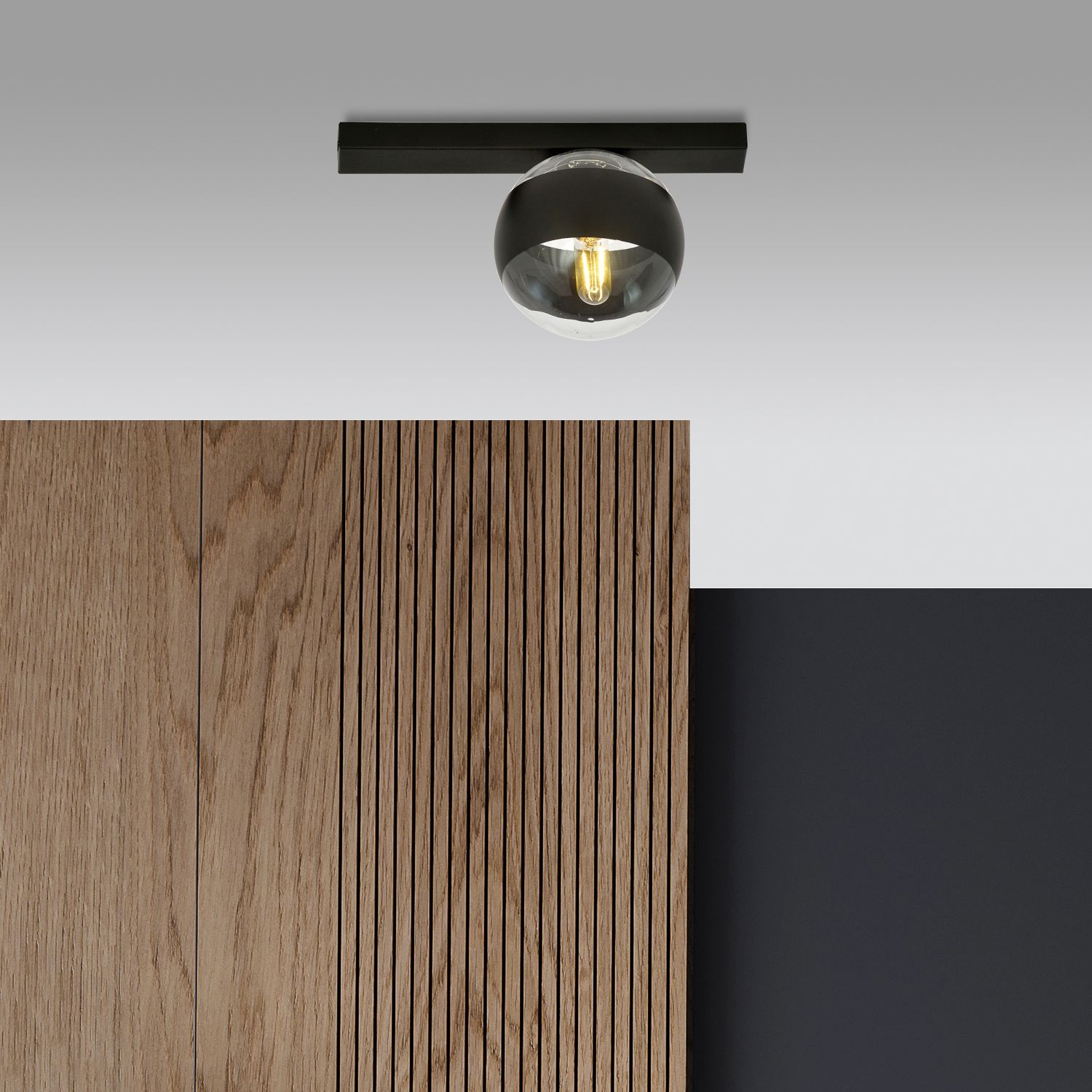 Emibig Fit Stripe lampa podsufitowa 1x10 W czarna-przezroczysta 1123/1