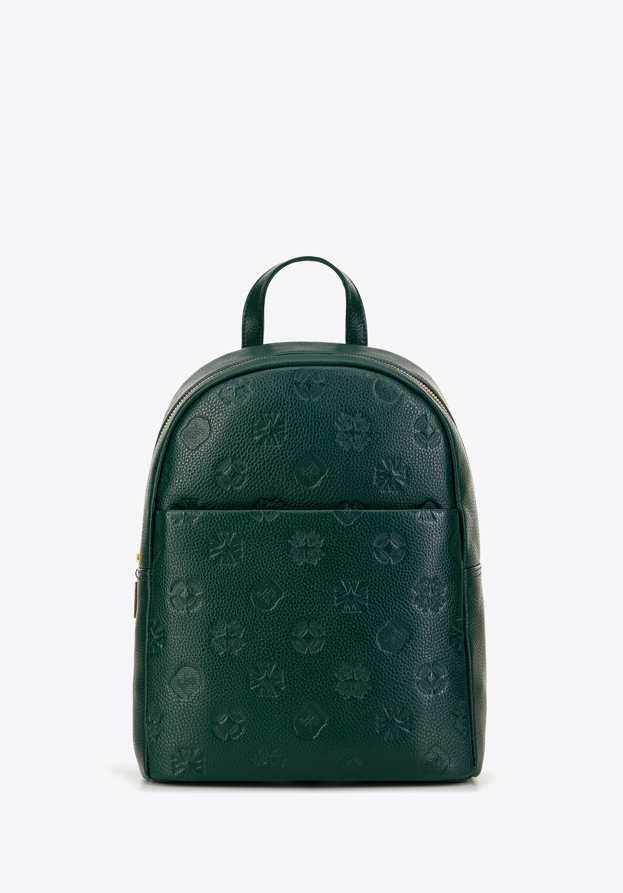 Damski plecak skórzany w monogram ciemny zielony