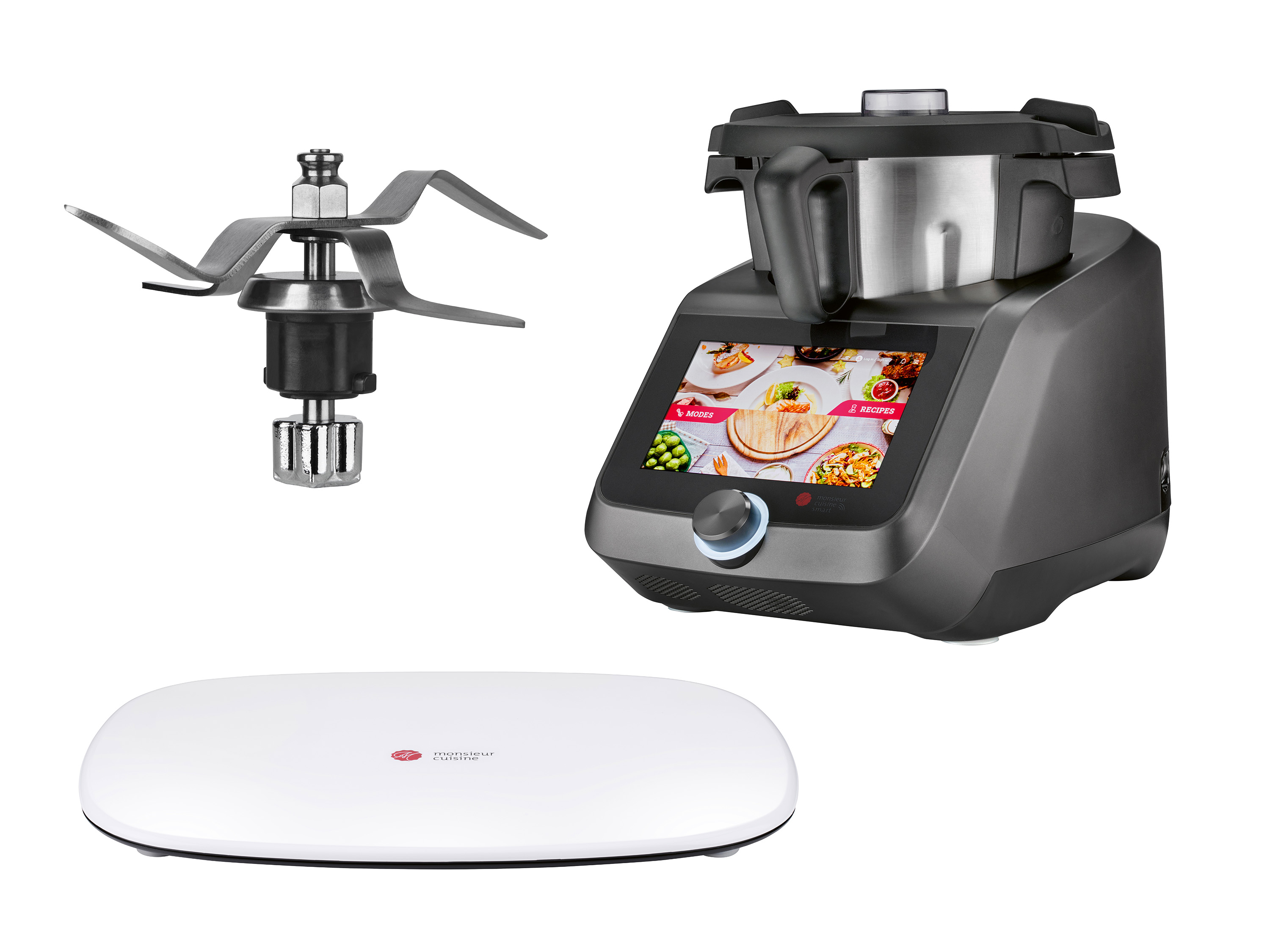 SILVERCREST KITCHEN TOOLS Zestaw Termorobot MC Smart z Wi-Fi, 1200 W, matowy antracytowy z nożem miksującym i podstawką