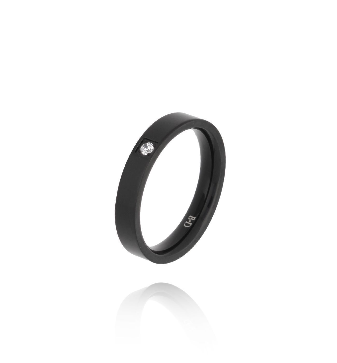 Obrączka czarna z cyrkonią Forever PSA0849
