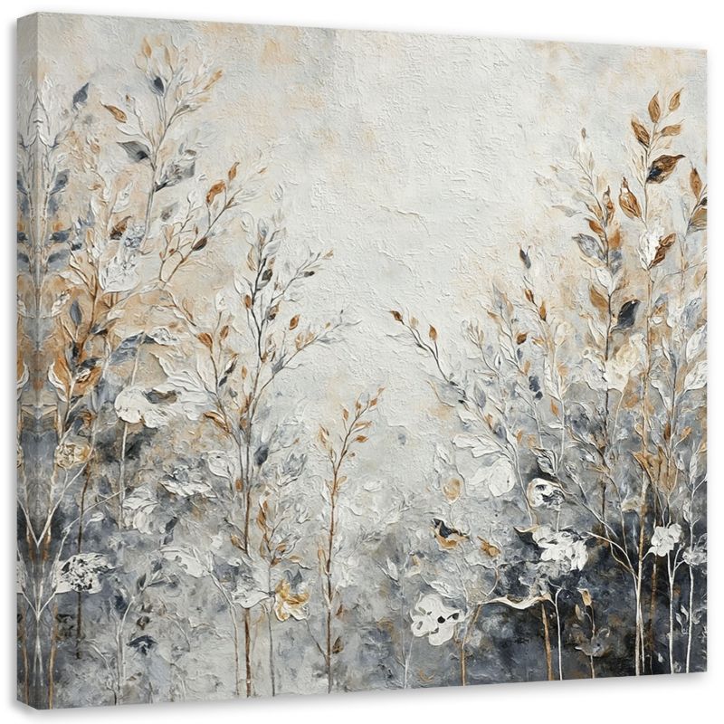 Obraz na płótnie Feeby Rośliny Abstrakcja Botanika Złoty 40x40cm 1szt