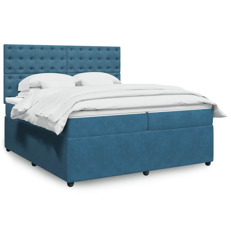 Łóżko z materacem WaszeMeble 200x200 cm niebieski WM-3292446 1 szt.