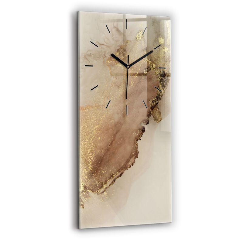 Zegar szklany czarne wskazówki Wallfluent 30x60 cm Beżowa sztuka nowoczesna 1 szt.