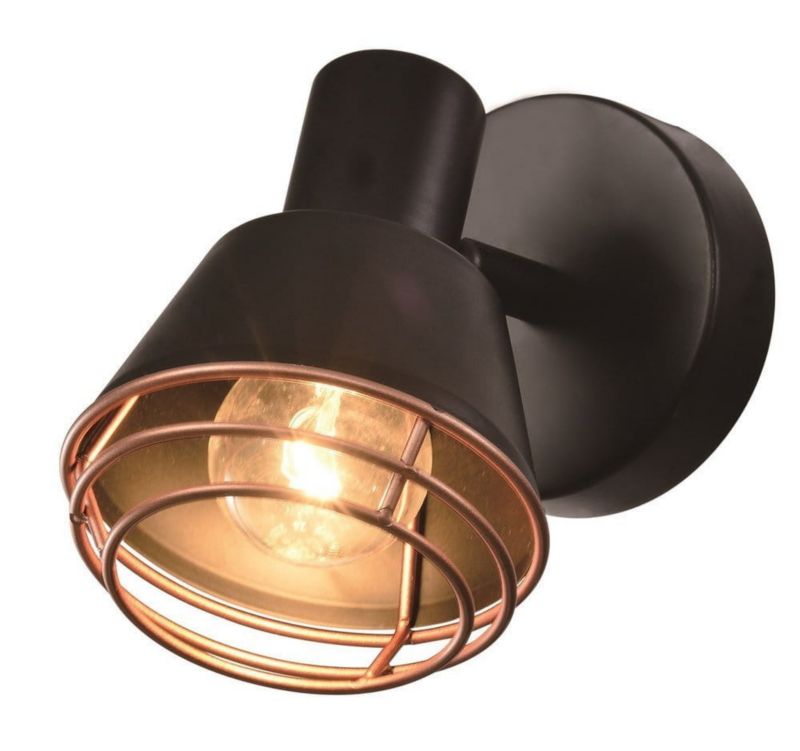 Kinkiet ścienny Candellux Neria czarny-miedź 1 x E14 x 40W IP20 wym: 15 x 18 x 10 cm - 1 szt.