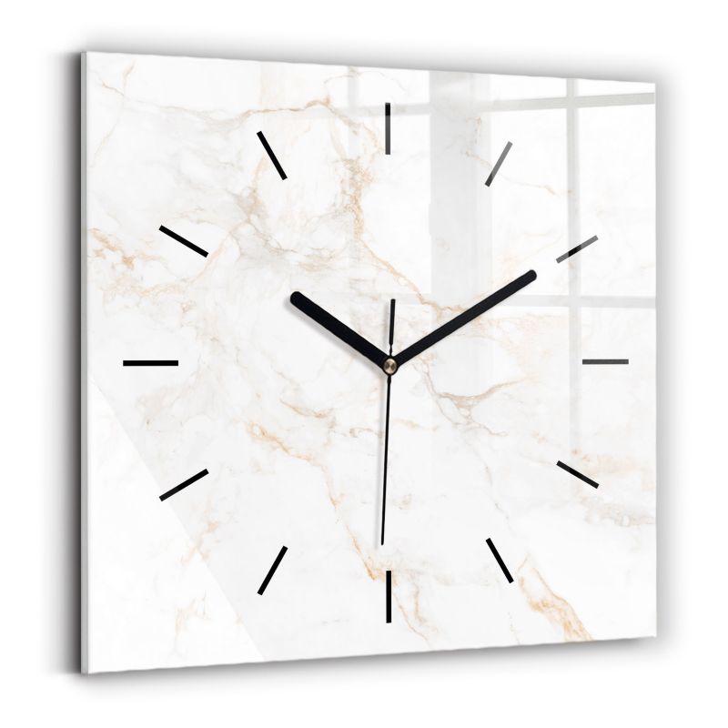 Zegar szklany czarne wskazówki Wallfluent 30x30 cm Elegancki marmur 1 szt.