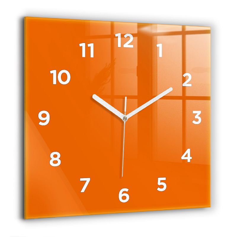 Zegar z białymi wskazówkami Wallfluent 60x60 cm Pomarańczowy Szklany 1 szt.