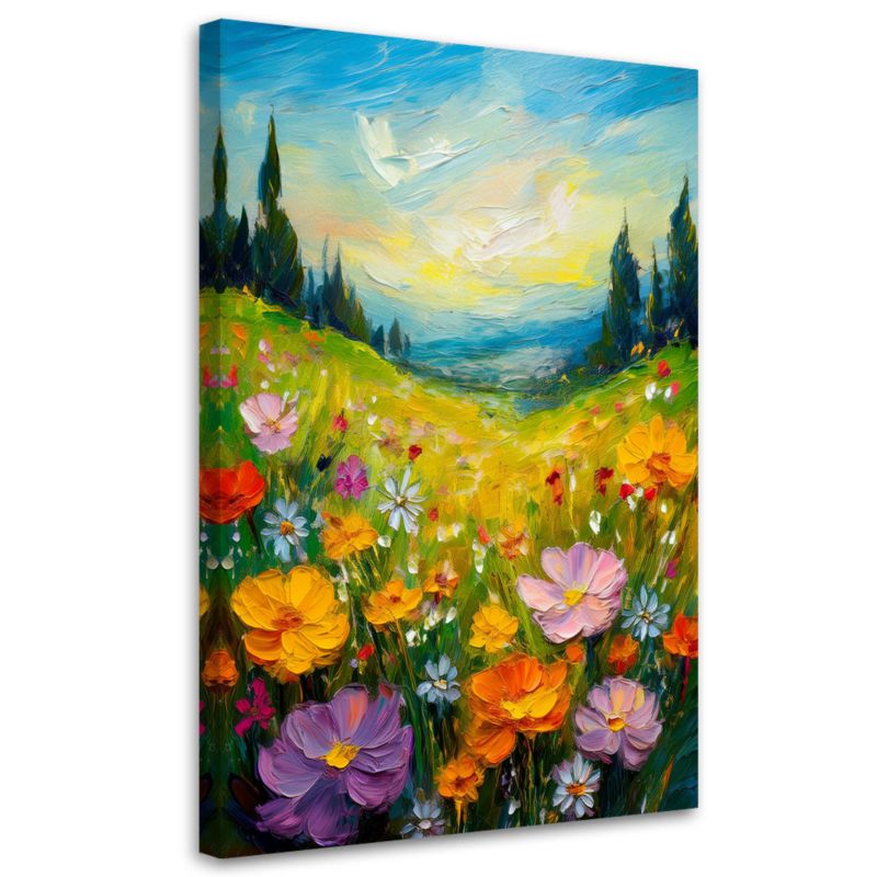 Obraz na płótnie Feeby Łąka Kwiaty Krajobraz Natura 70x100cm 1szt