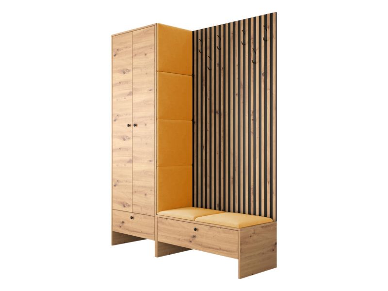 Garderoba MIRJAN 24 Balma III dąb artisan + żółty 1 kpl.