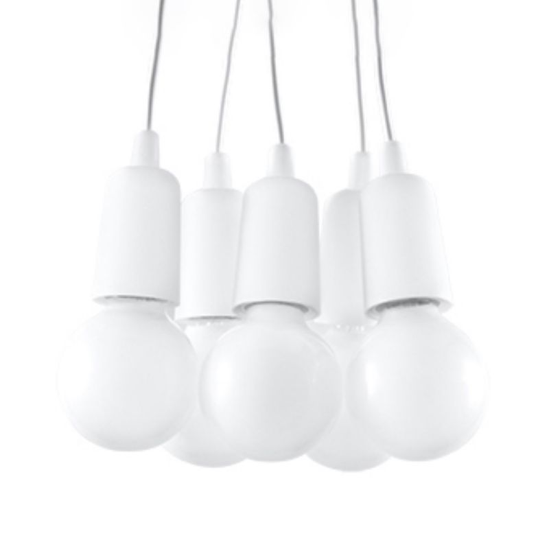 Lampa sufitowa wisząca Sollux Lighting Diego 5708 biała szerokość 10 cm 5xE27 x 60W 1 szt.