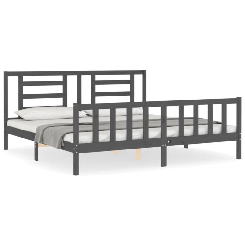 Łóżko drewniane WaszeMeble 200x200 cm szara WM-3192903 1 szt.