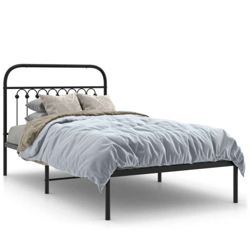 Łóżko metalowe WaszeMeble 100x190 cm z wezgłowiem czarne 1 szt.