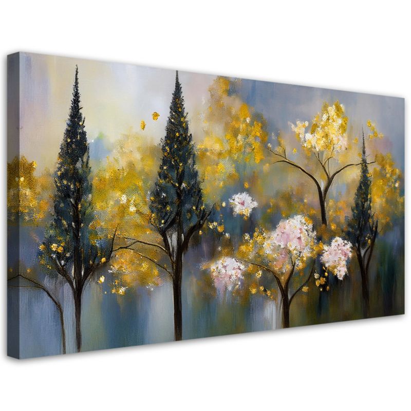 Obraz na płótnie Feeby Kwitnące Drzewa Abstrakcja Złoty 100x50cm 1szt