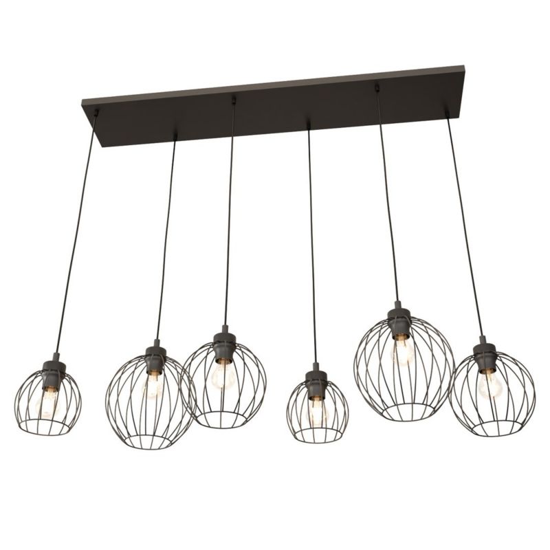 Lampa wisząca Emibig Nando czarna wym: 140 x 125 x 24 cm 6xE27 x 15W 1 szt.