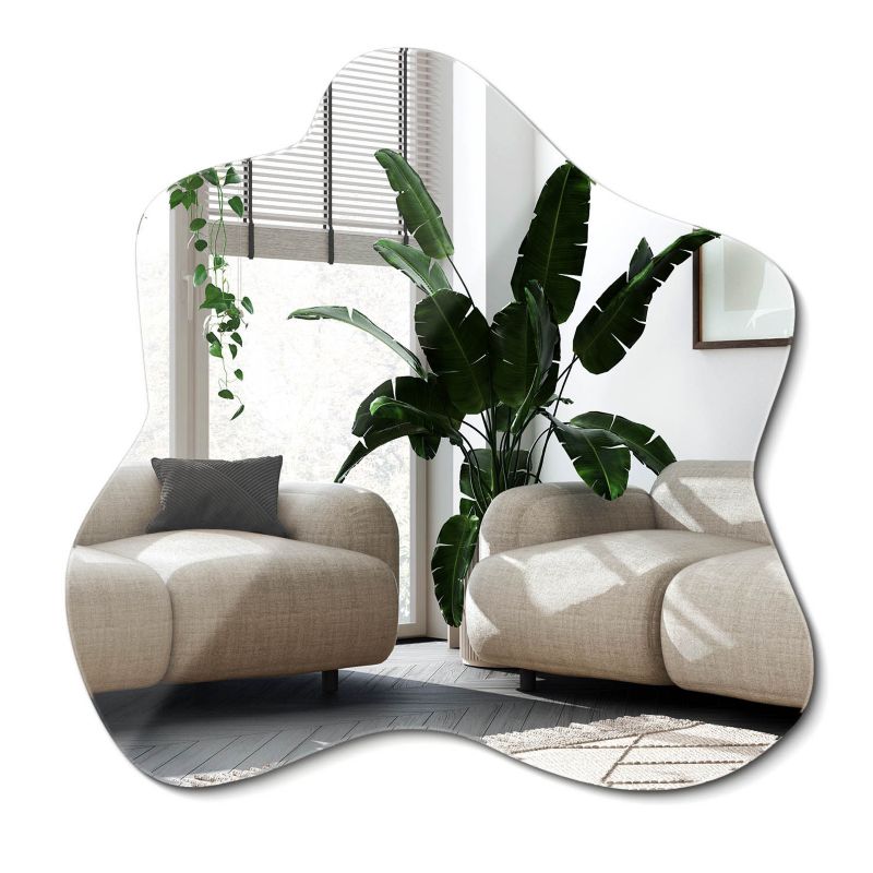 Nieregularne Lustro Kleks Wallfluent 48 x 48 cm Organiczne do Dekoracji Salonu 1 szt.